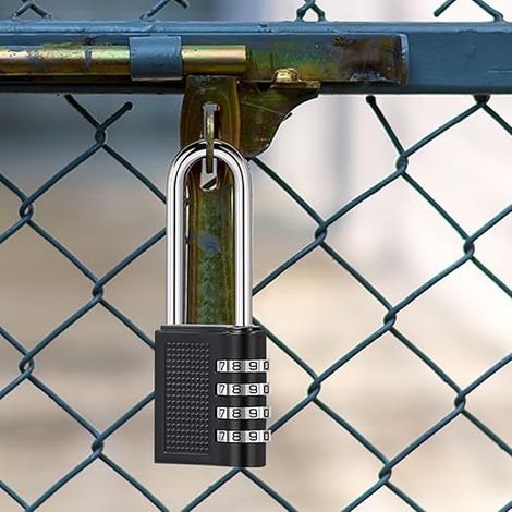 Lucchetto con combinazione a 4 cifre - Lucchetto di sicurezza lungo per esterni per armadietti, magazzini, scuole - Lucchetto resistente e di lunga durata - Cassette postali, cassette degli attrezzi, (1/4)