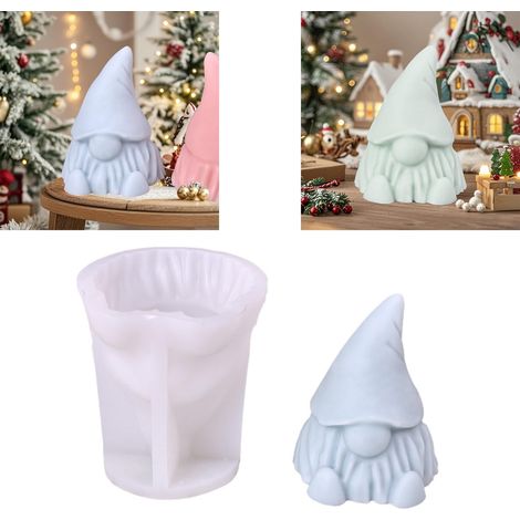 Weihnachts-Silikonformen, Weihnachtselfen-3D-Gnom-Kerzenform  Weihnachtsmann-Kerzen-Silikonformen, Silikonformen für Weihnachtskerzen, für Weihnachten, Halloween (1/5)