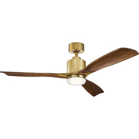 Elstead Ridley II Ventilateur de plafond 132 cm avec lumière LED variable 3000 K, laiton naturel, télécommande