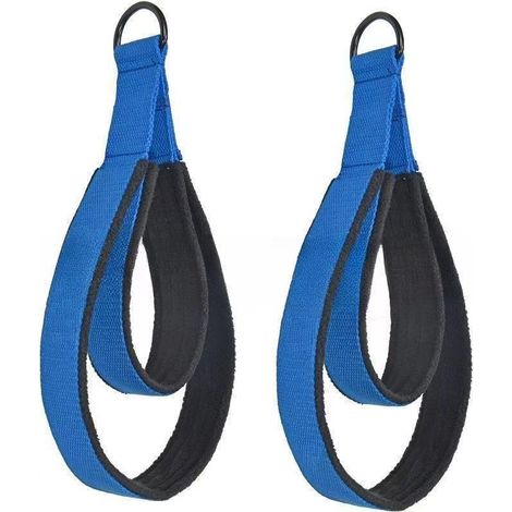 Sangles de Pilates - Sangles à double anneau en D pour Reformer Pilates, rembourrées, pour entraînement à domicile, lot de 2, bleues