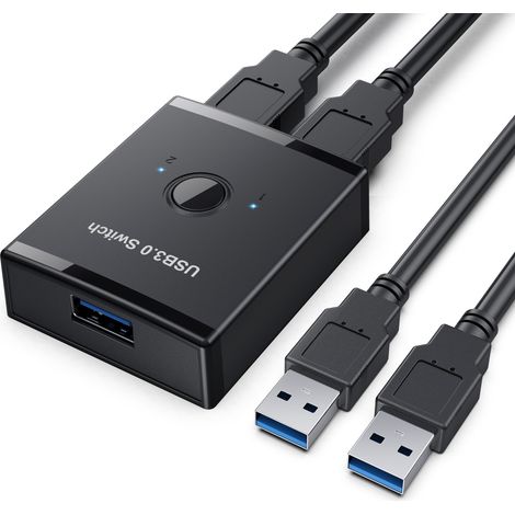 Bidirektionaler USB 3.0-Umschalter, 2-in-1-KVM-Umschalter mit 2,54 cm Kabel, zwei USB-Anschlüsse (1/5)