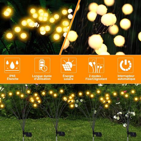 Lumiere Solaire Exterieur Jardin Decoration Jardin Exterieur, 4 Pièces 10 LED Lampe Solaire Luciole Exterieur Jardin Lampadaire Solaire Exterieur, 2 Modes Luciole Solaire Exterieur Jardin (1/4)