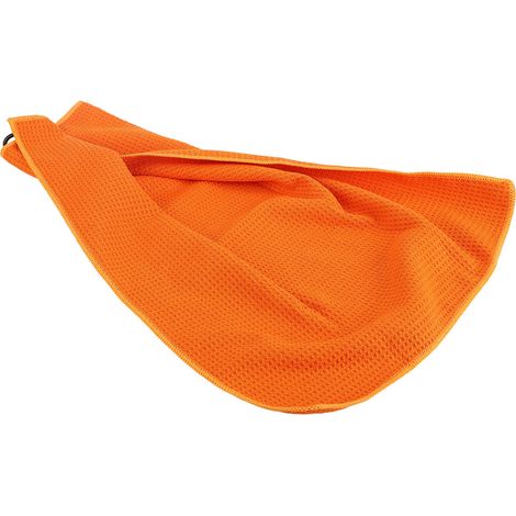 Mikrofaser-Golfhandtuch mit Waffelmuster, saugfähig für Sport und Fitness, mit orangefarbenem Karabinerhaken (1/5)