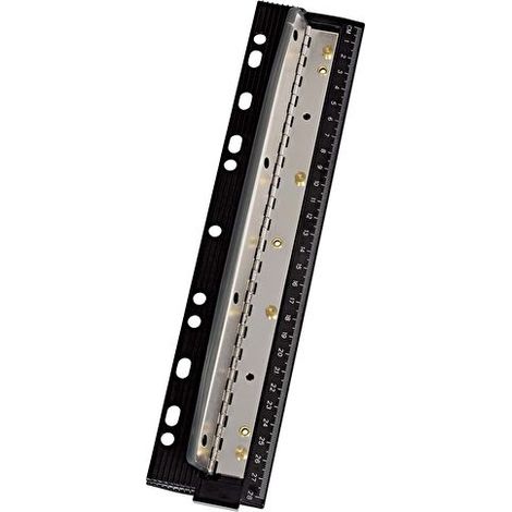 Wedo 0679401 Perforatore Tascabile con Righello in Metallo, 8 cm, 4 Fori, Nero (1/5)