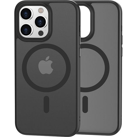 Custodia MagSafe per iPhone 15 Plus, custodia ibrida opaca, nera