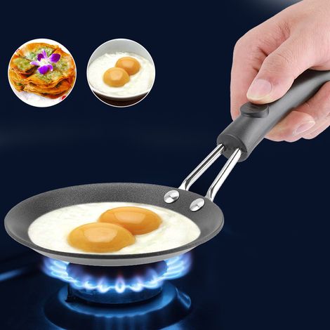 Mini poêle à frire mignonne, modèle œuf poché, petite poêle wok, cuiseur de cuisine électrique avec manche en bois (1/5)