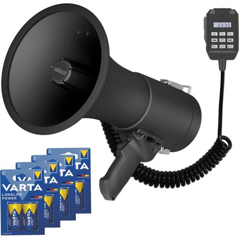 Insieme (mp66s + Lr144) con megafono potente da 50 W con sirena e 8 pile alcaline C da 1,5 V