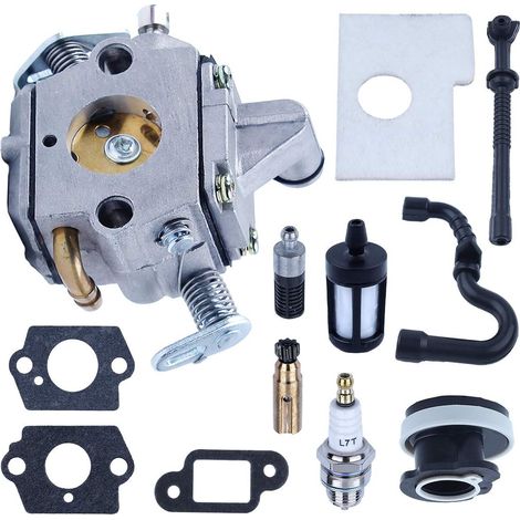 Carburateur Adefol MS170 avec bougie, pompe à huile, filtre à air, filtre à huile et durite compatible avec tronçonneuses Stihl 017 018 MS180, remplace C1Q-S57B 11301200603 11306479400 11303587700 (1/5)