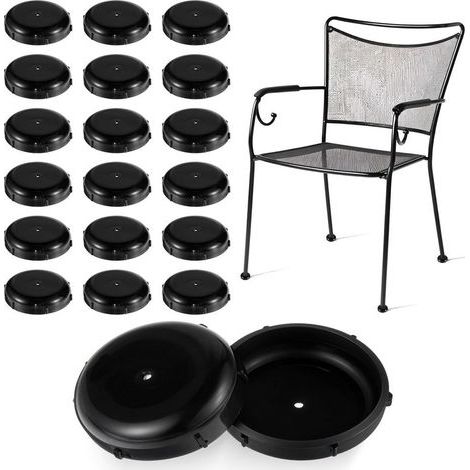 Lot de 20 embouts pour pieds de meubles de patio, embouts ronds en plastique de 3,8 cm pour meubles en fer forgé - Embouts noirs pour pieds de chaises en métal et tables de jardin - Protection (1/5)