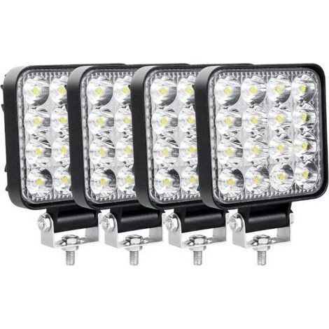 4er-Set LED-Arbeitsscheinwerfer, 8,5 cm (3,4 Zoll), 48 W, LED-Scheinwerfer, 12 V/24 V, wasserdicht (IP67), LED-Nebelscheinwerfer für Geländewagen, Pkw, Lkw, Traktoren, SUVs, Boote, Quads (1/5)