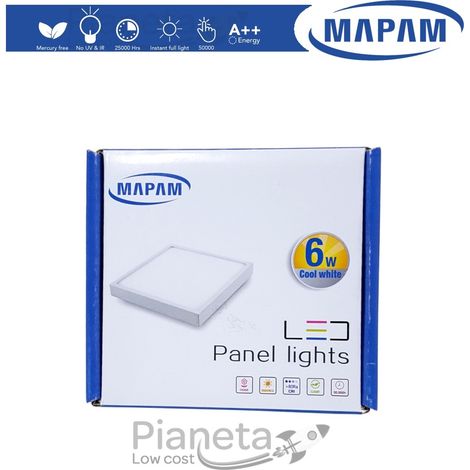 Plafoniera led 6/12/18w quadrato faretto da soffitto pannello a parete luce bianco naturale caldo Mapam Luce Fredda - 6 (1/3)