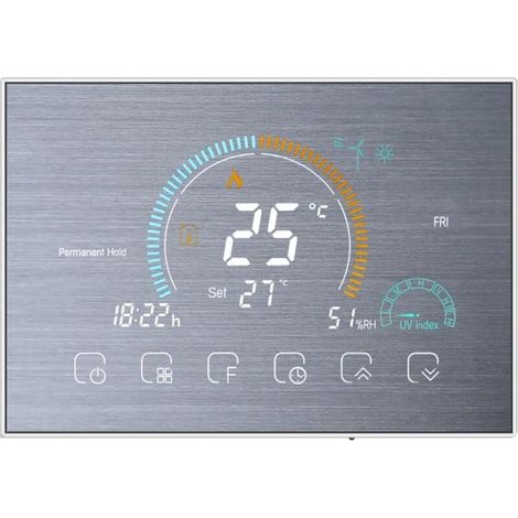 WLAN-Thermostat für Gasheizkessel, Sprachsteuerung per App, hintergrundbeleuchtetes LCD-Display, programmierbar, kompatibel mit Alexa und Google Home, BHT-8000-GC (silber)