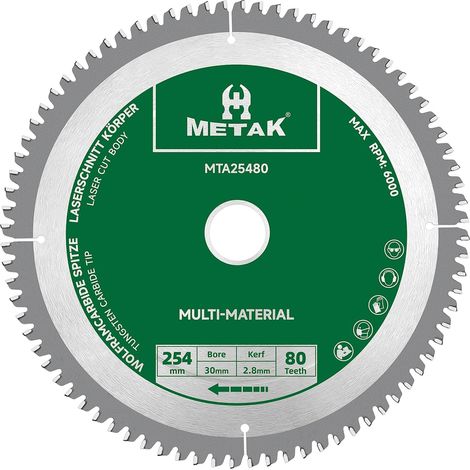 Lame de scie circulaire HM 254x30mm 80 dents pour aluminium Multi-matériaux Lame de scie 254x30 Idéale pour bois, stratifié, MDF, plastique, et cuivre - Compatible avec et de (1/5)