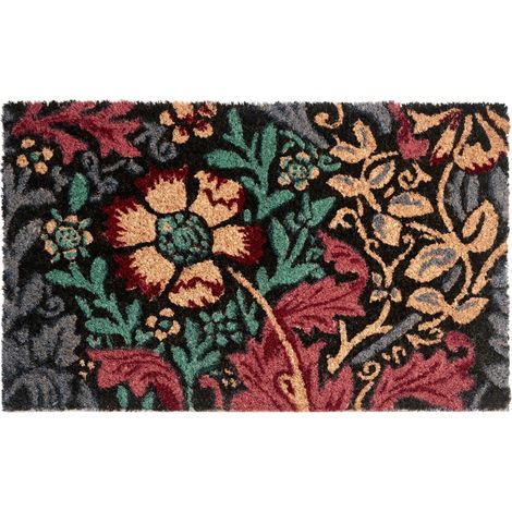 Zerbino 45 x 75 cm Motivo floreale Fibra di cocco Retro antiscivolo in PVC Multicolore Illiamna