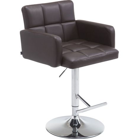 Tabouret de bar Los Angeles similicuir avec pied en métal Marron Chrome (1/3)