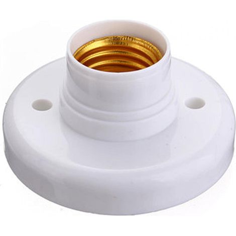 2 Pcs de Douille pour Ampoule E27, Supports de Lampe E27 Douille de Base de Vis en Plastique Rond, Porte-Lampe Support Douille E27 Murale, Ronde Vis Titulaire Lumière Douille(Blanc) (1/5)