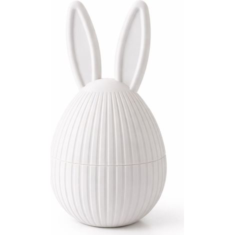 Huevo de Pascua con orejas de conejo, blanco, recipiente decorativo