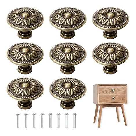 Vintage Schranktürknöpfe, 8 Stück, 30 mm Küchenschrankgriffe, Küchentürgriffe, Möbelgriffe mit 8 Schrauben