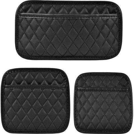 Lntyq 3 Pièces Vide Poche Voiture de Différentes Tailles,Rangement Siege Voiture,PU Cuir Rangement de Voiture,Organisateur Voiture,Boite de Rangement Voiture,Noir