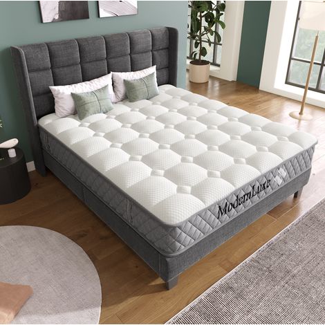 Matelas orthopédique 180x200 cm 7 zones à ressorts ensachés, mousse froide H3, blanc (1/5)