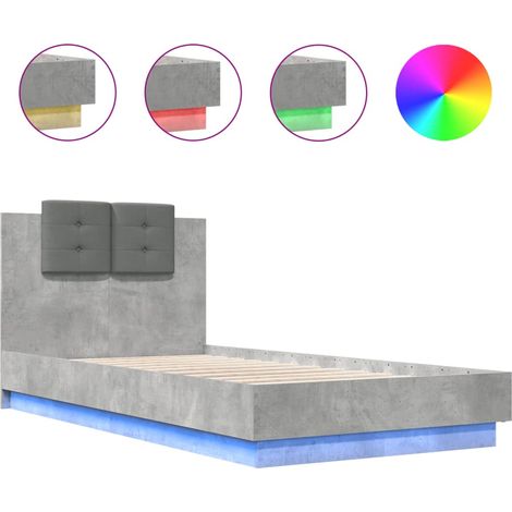 Maison Exclusive - Estructura de cama cabecero luces LED gris hor