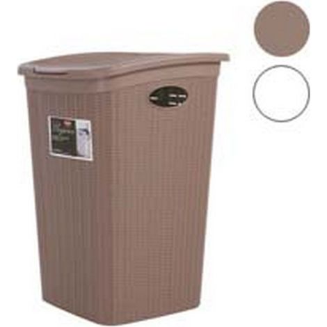 2PZ PORTABIANCHERIA ELEGANCE POLIPROPILENE LT.50 cm38x37x54,5h. bianco