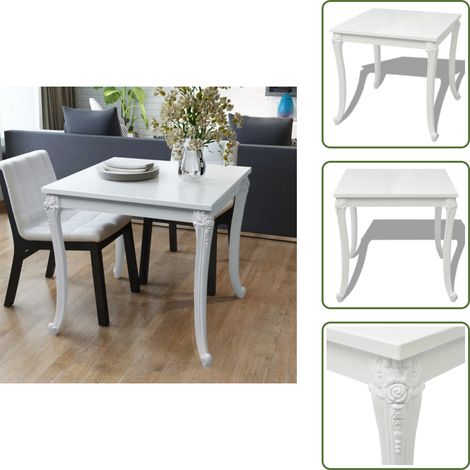 Esstisch 80x80x76 cm Hochglanz-Weiß - Hochglanzessttisch - Esstisch Weiß - Quadratischer Esstisch - Eßtisch Modern - Wohnzimmer Dekoration (1/5)