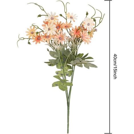 Fleurs Fleurs Sauvages Daisy Bundle Faux Plantes Soie Verdure En Plastique Marguerites Résistant Aux UV Floral -6pcs - Champagne (1/4)