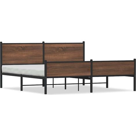 Lit double Lit adulte Cadre de lit en métal sans matelas chêne marron 180x200 cm (1/5)