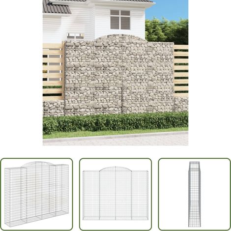 Schalldämmung - Gabione mit Hochbogen 300x50x220/240 cm Verzinktes Eisen (1/5)