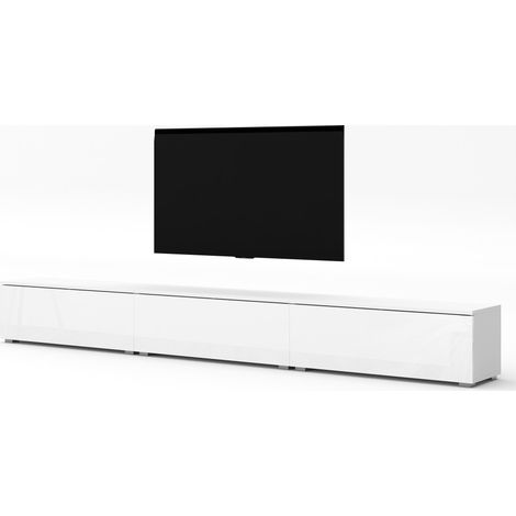 AX LIVING TV Bank weiß Loriano weißes TV Board 3x100 cm Matt/Hochglanz