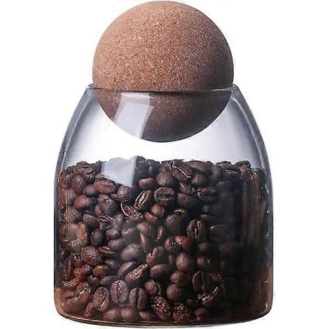 Récipient de rangement en verre et bois, 550 ml, 18 oz, avec couvercle, transparent, convient pour le garde-manger.-AquaForge (1/5)