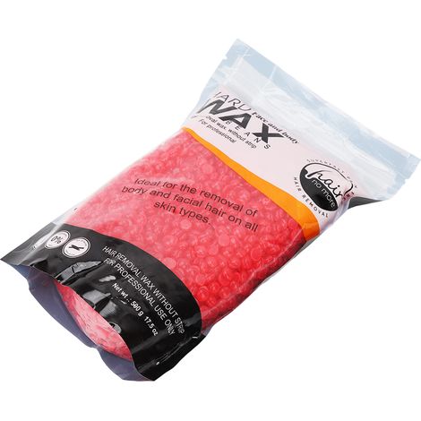 Perles de cire rose (500 g), particules de cire dure, outil d'épilation unisexe. (1/5)