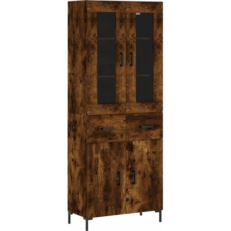 Buffet,Bahut,Meuble de Rangement haut Chêne fumé 69,5x34x180 cm Bois d'ingénierie CFW57282 (1/5)