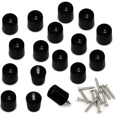 Verstellbare Schrankfüße, 16 Möbelfüße, schwarze Gummifüße, Stoßdämpfer mit Metallscheibe und Schrauben, Stuhlbeinkappen mit Schrauben, geeignet für Typen 2 x 1,6 x 2 cm – Schwarz