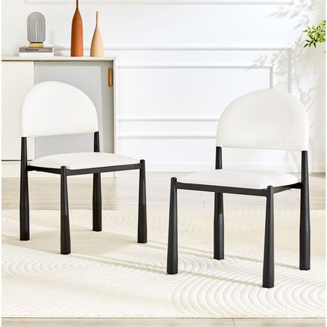 Sedie da sala da pranzo bianche in PU e metallo, set da 2, 80 cm, DESVIAE (1/5)