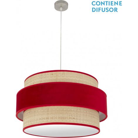 Colgante Reyes 3xe27 Niquel/natural-rojo Regx60x60 Cm