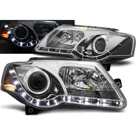 Paire de feux phares VW Passat B6 3C 05-10 Daylight led chrome-27362022 (1/2)