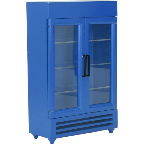 Mini réfrigérateur décoratif bleu 1:12 pour maison de poupée, accessoire miniature portable et détaillé. (1/5)