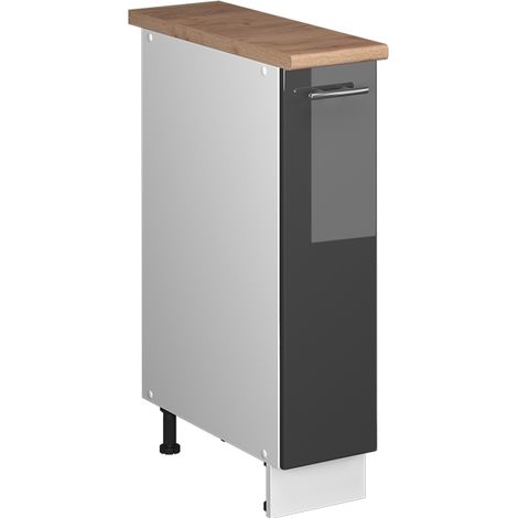 Armadio cucina dispensa alto Fame-Line, Antracite lucido/Bianco, 20 cm, PL Rovere, Vicco (1/5)