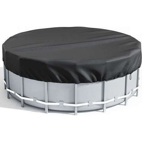 BRAVIX Bâche Piscine Ronde, Couverture Solaire pour Piscine Hors Sol 3,05 m Housse de Sécurité d'hiver Imperméable Résistant au Soleil avec Cordon de Serrage pour Protection de Piscines, Noir