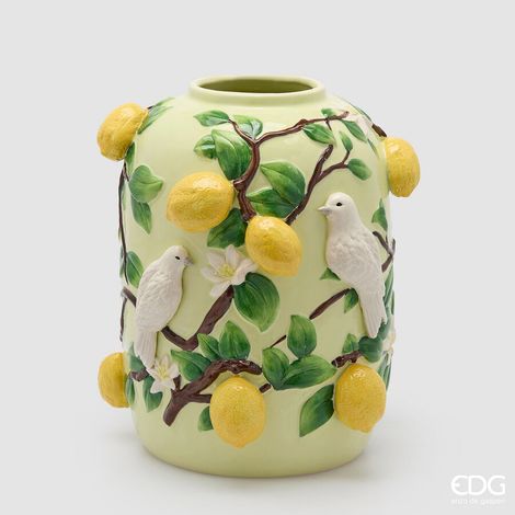 EDG Enzo De Gasperi Vaso Limoni Bombato H 36 Cm D 30 Cm Mix Verde (1/4)