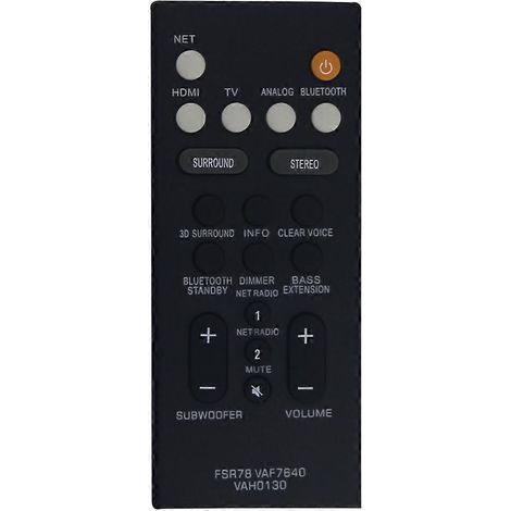 Remote Control Replacement FSR78 VAF7640 for Sound Bar Speaker ATS-1080 YAS-108 ATS1080 YAS108 Black