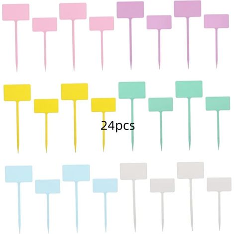 24 étiquettes de jardin réutilisables en plastique imperméable pour plantes en pot, intérieur et extérieur, outils de marquage pour semis et décoration (couleurs aléatoires) (1/5)