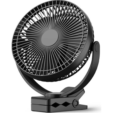 (18,2 × 16 × 6,2 cm) Tragbarer Clip-Ventilator mit 20 cm Durchmesser, 10.000 mAh Akku, USB-Anschluss, 4 Geschwindigkeitsstufen, Luftstromregulierung, robustem Clip für Zuhause, Büro und Reisen. (1/5)