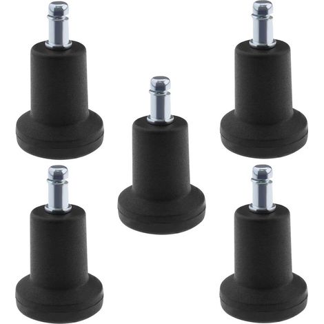 5pcs Chaise de Bureau Roues Bouchon Remplacement Chaise de Bureau Roulettes Pivotantes Accessoires de Mobilier de Bureau 11x22mm, Noir (1/5)