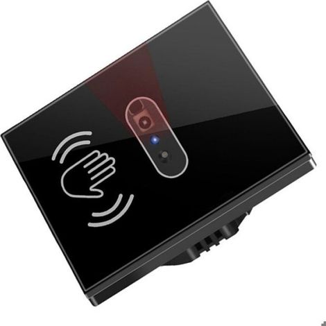 Interrupteur Mural Intelligent avec Capteur Infrarouge, Sans Contact, Panneau en Verre, Alimentation Électrique, Allumage et (1/5)