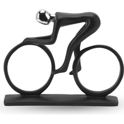 Scultura ornamentale Allecto Ciclista, figura in metallo per la decorazione della casa, ideale per gli appassionati di ciclismo, per arredare casa e ufficio. (1/5)