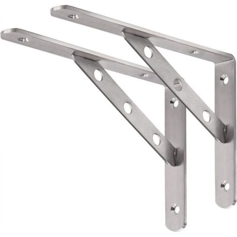 20cm Stainless Steel Shelf Brackets, Sturdy and Durable, DIY L-Shaped Right Angle Brackets, Set of 2 (1/3)