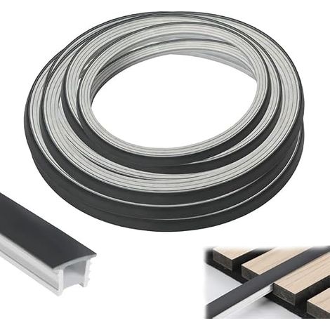 Profil LED en silicone noir, 12 x 12 mm, flexible, pour panneaux acoustiques, résistant à l'eau, couverture pour une distribution homogène de la lumière, effet néon (sans bandes LED) (noir, 5 m) (1/5)